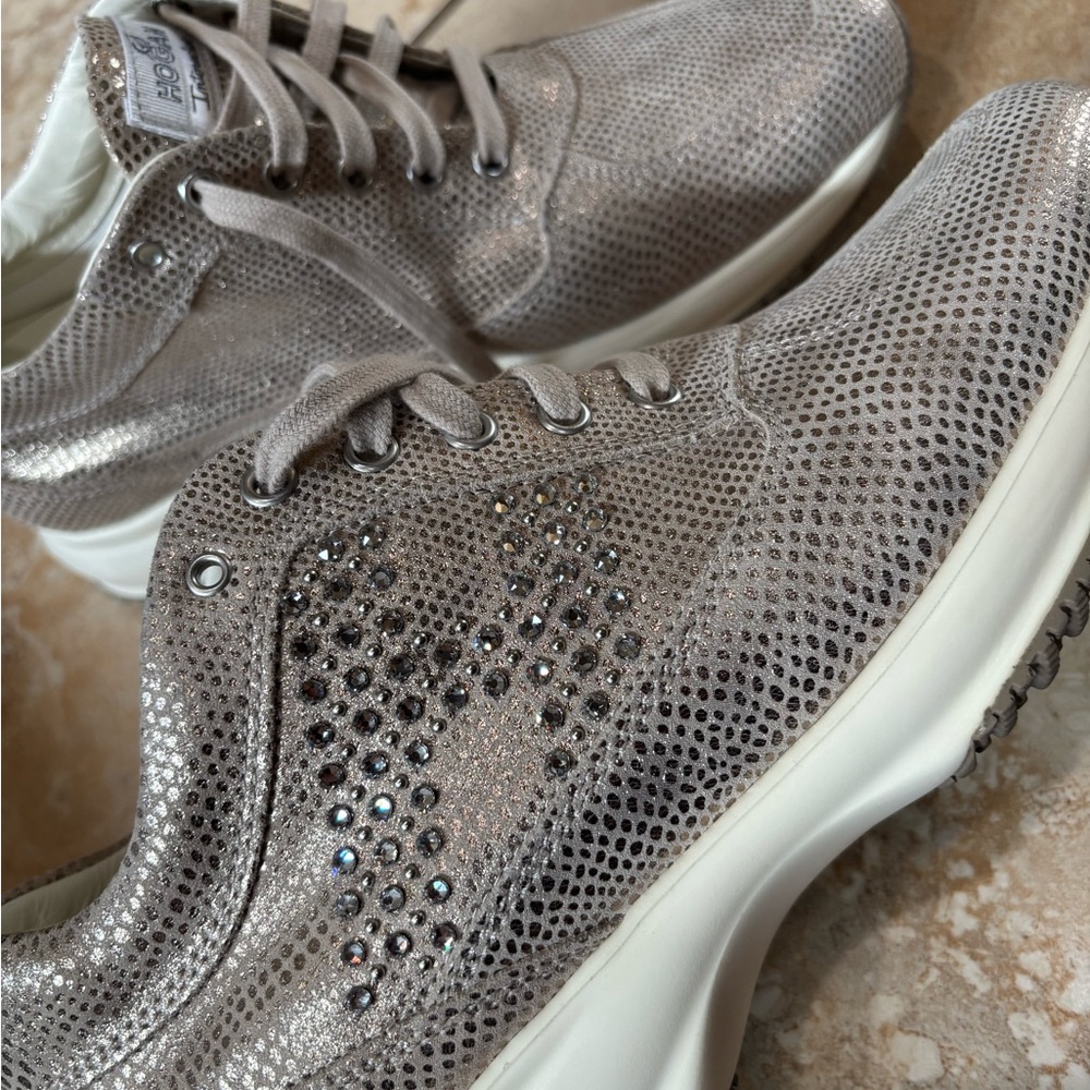 Hogan Taupe Metallic Embellished Women's Sneaker obo - Picture 3 of 9